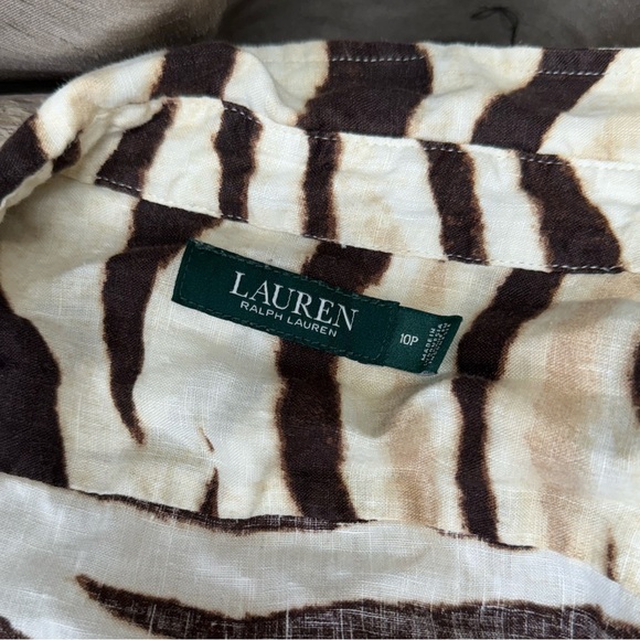 Lauren Ralph Lauren linen Zebra Shirt Dress size 10P‎ - Picture 5 of 8